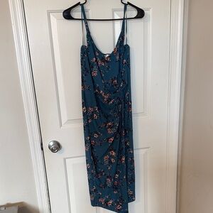 Nine Britton Teal Floral Midi Dress